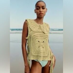 Zara Crochet Sleeveless Top in Light Yellow